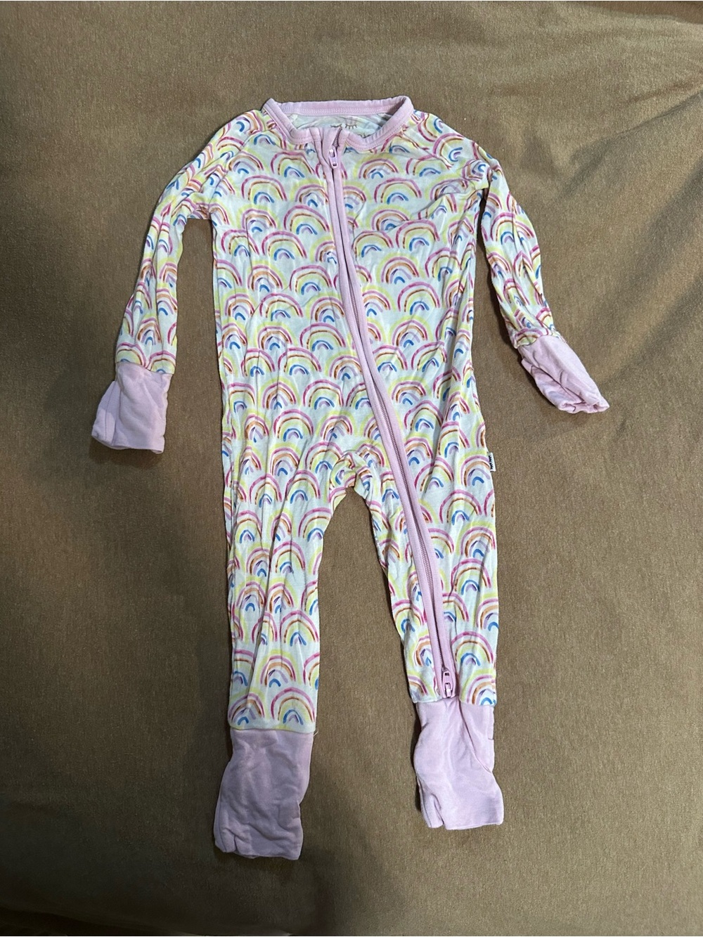 Little Sleepies Pink Rainbow Zip-Front One-Piece Bodysuit
